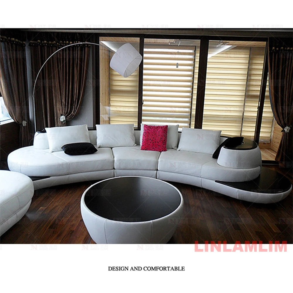 Milano Luxe Curved Leather Sectional Sofa