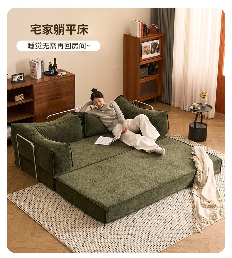 Modular Folding Sofa Bed – Retro Style Compression Lounge Sofa for Living Room & Bedroom