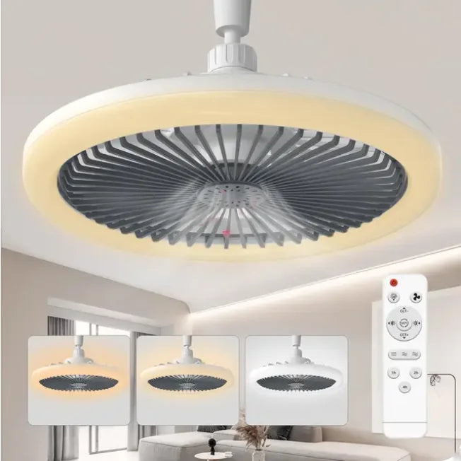 Rotatable 3in1 Ceiling Fan Light E27 LED Converter Base Smart Remote Control Bedroom Fans Lamp Study Kitchen Home Decoration