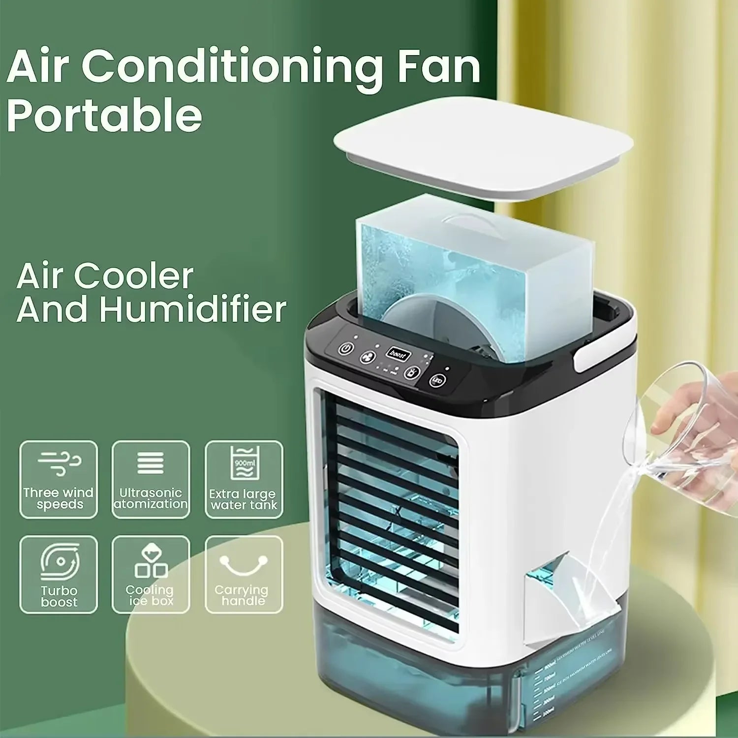 HOMEFISH Small Home-use Quiet Desktop Humidifier Cold Fan Spray Refrigeration Portable USB Electric Fan