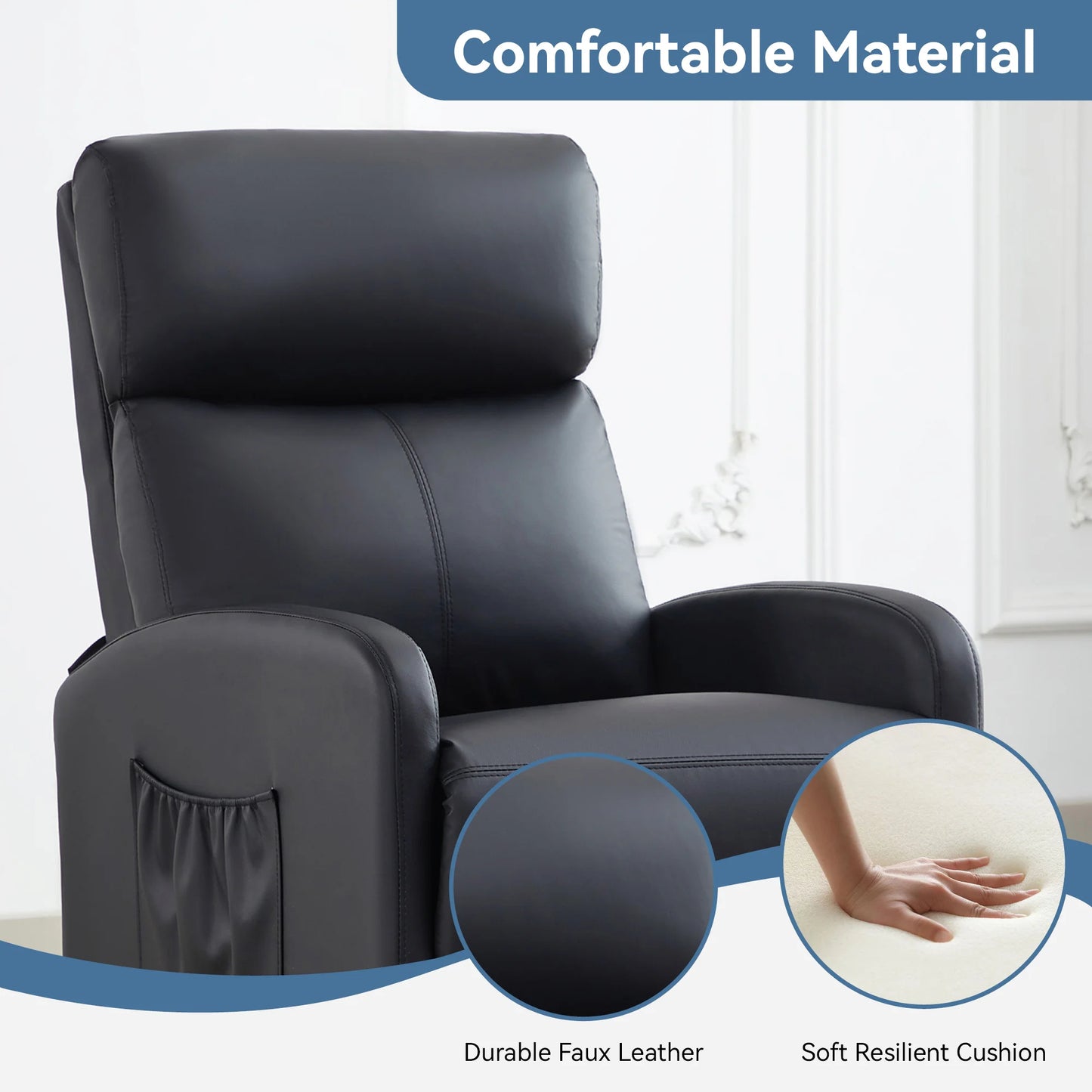 Relaxo Push-Back Recliner Chair with Lumbar Support & Adjustable Leg Rest - Manwatstore