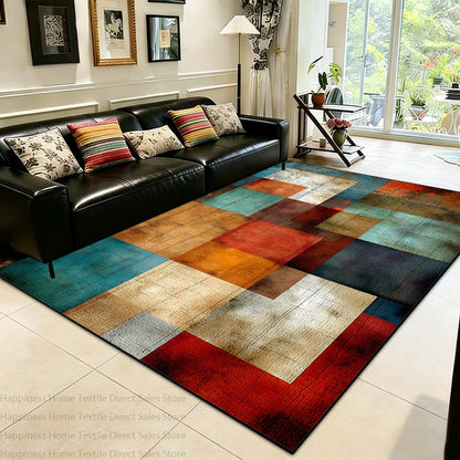 Modern Color Block Living Room Large Area Carpet Decoration Bedroom Washable Antiskid Area Rug Soft Easy Clean Office Seat Mats