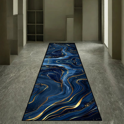 VIKAMA Navy Blue Luxury Runner Rug Stylish Hallway &amp; Meeting Room Long Rug Laundry Room Carpet Home Decor