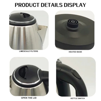 Travel Electric Kettle Tea Coffee 2L Stainless Steel Portable Water Boiler Pot For Hotel Family Trip Kitchen Smart Kettle Pot