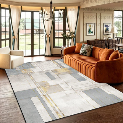 Block Geometry Modern Style Living Room High-end Carpet Decoration Bedroom Non-slip Washable Household Rug Soft Plush Study Mat