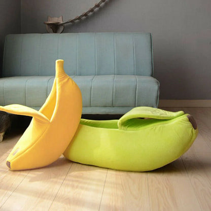 Semi Enclosed Banana Shaped Plush Pet Nest Warm Cat Dog Sleeping Bed Soft Villa House For Squirrel Totoro Small Animals