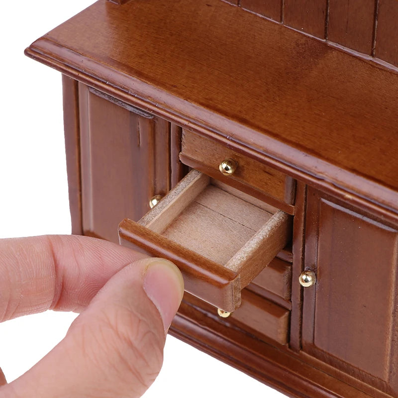 1/12 Multifunction Wood Cabinet Bookcase Cabinet Miniature Furniture Handcrafted Wall Cabinet Dollhouse