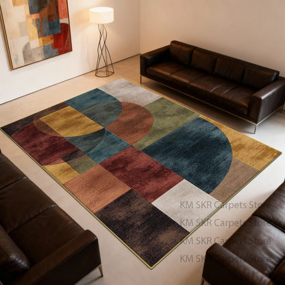 Modern Geometry Coloer Living Room Carpet Washable Non-slip Decoration Home Kitchen Rug Soft Fluffy Bedroom Large Area Sofa Mat