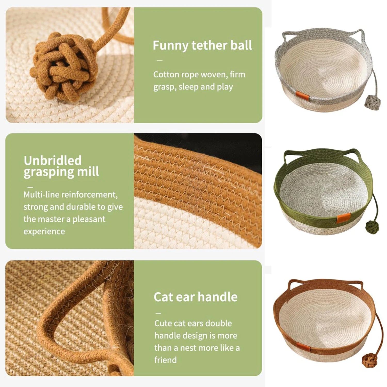 Pet Cat Bed Round Hand Woven Rattan Wear-resistant Cat Bed Summer Cooling Pet Bed Indoor Sleeping House Pet Products Accessories
