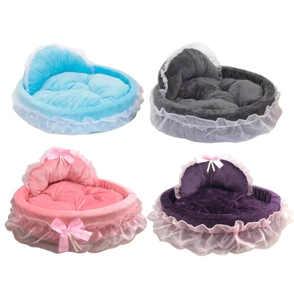 Elegant Lace Dog Puppy Bed Ruffled Princess Sofa for Small to Pets Creative Pink Lace Pet Bed Nest