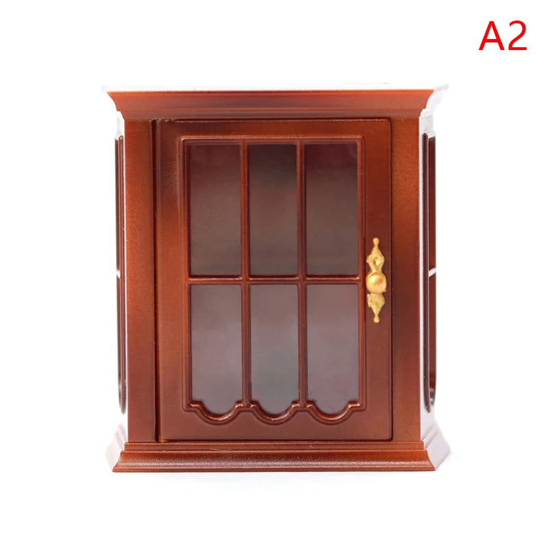 1/12 Multifunction Wood Cabinet Bookcase Cabinet Miniature Furniture Handcrafted Wall Cabinet Dollhouse