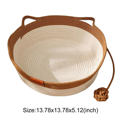 Pet Cat Bed Round Hand Woven Rattan Wear-resistant Cat Bed Summer Cooling Pet Bed Indoor Sleeping House Pet Products Accessories
