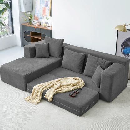 Modular L-Shape Sofa Bed – Corduroy Cloud Corner Couch