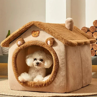 Winter Folding Pet House Kennels for Small to Medium Dogs And Cats Beds Maternity Puppy Baskets Soft Cozy Warm Shelter Mat Pet