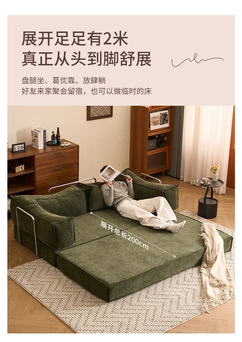 Modular Folding Sofa Bed – Retro Style Compression Lounge Sofa for Living Room & Bedroom