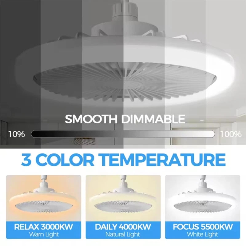 Rotatable 3in1 Ceiling Fan Light E27 LED Converter Base Smart Remote Control Bedroom Fans Lamp Study Kitchen Home Decoration