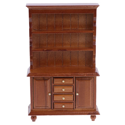 1/12 Multifunction Wood Cabinet Bookcase Cabinet Miniature Furniture Handcrafted Wall Cabinet Dollhouse