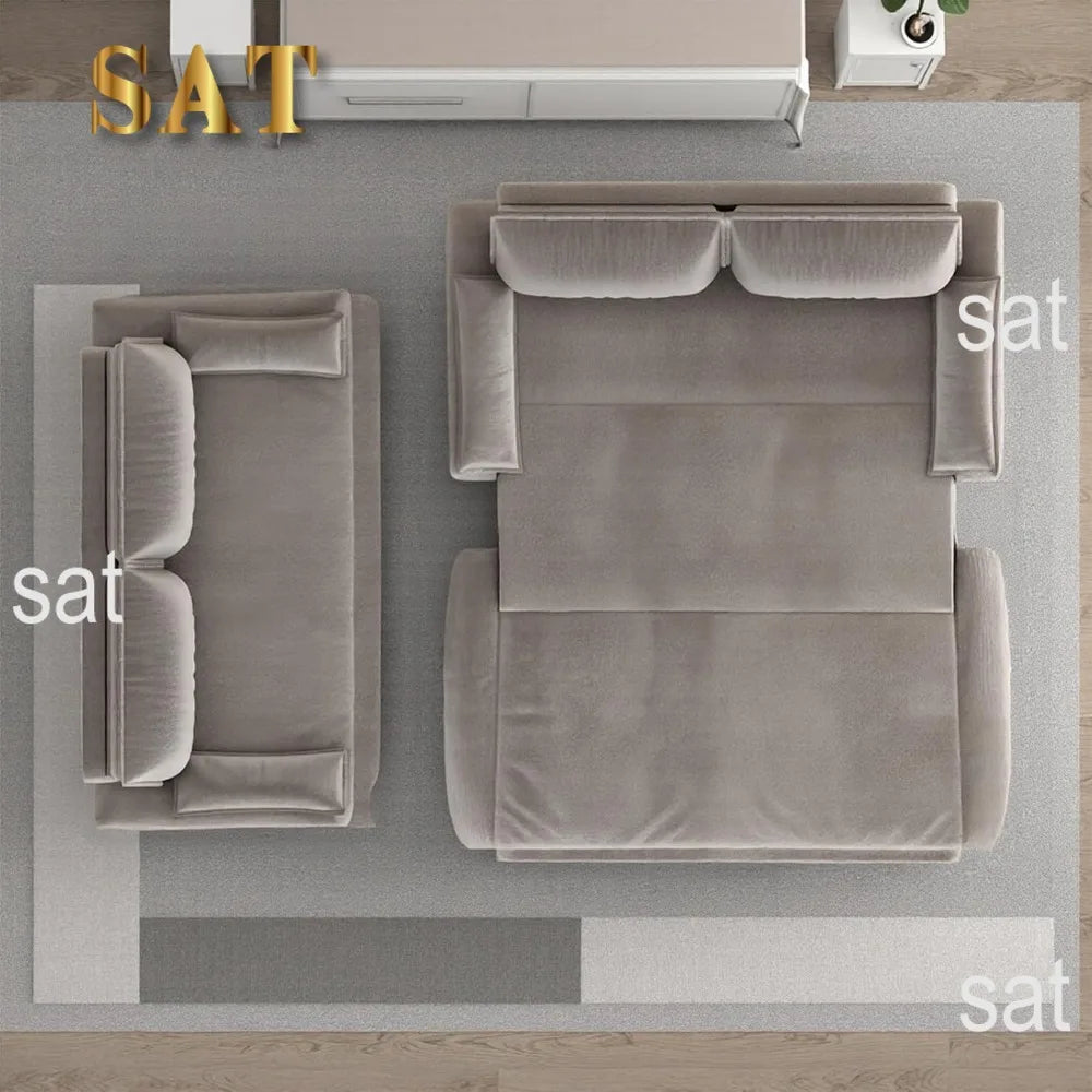Queen Size Sleeper Sofa Bed 73.2" | 3-in-1 Velvet Pull-Out Convertible Couch