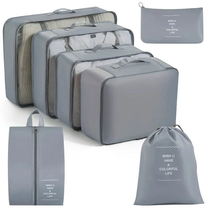 Travel Storage Bags Set 7/8/9/10-Piece Digital Toiletries Organizer Suitcase Packing Cubes for Clothes Shoes Clothes Tidy Pouch