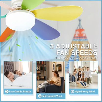 JOYINLED Dimmable Ceiling Fan Light, 30W/40W LED Lamp with Remote Control, 6 Blades, E27 Socket, for Bedroom &amp; Office, 85-265V