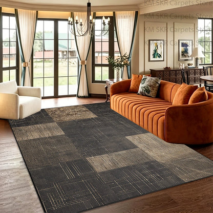 Block Geometry Modern Style Living Room High-end Carpet Decoration Bedroom Non-slip Washable Household Rug Soft Plush Study Mat