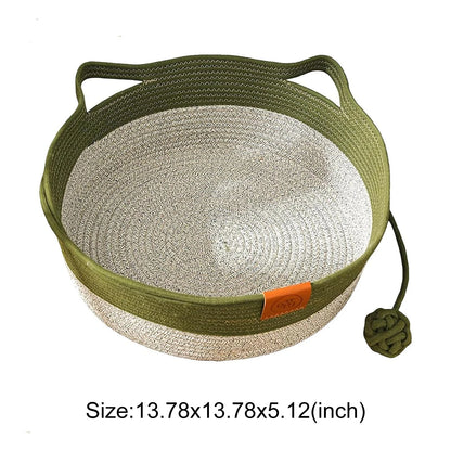 Pet Cat Bed Round Hand Woven Rattan Wear-resistant Cat Bed Summer Cooling Pet Bed Indoor Sleeping House Pet Products Accessories