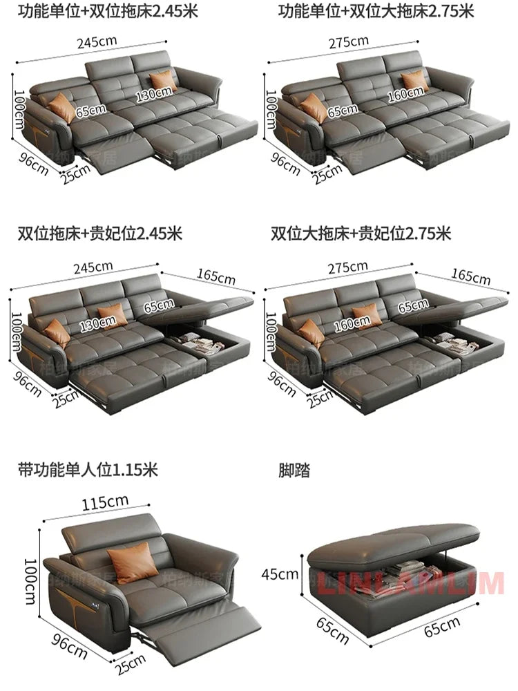 Modern L-Shaped Electric Recliner Sofa Bed – Italian Leather Sectional Couch