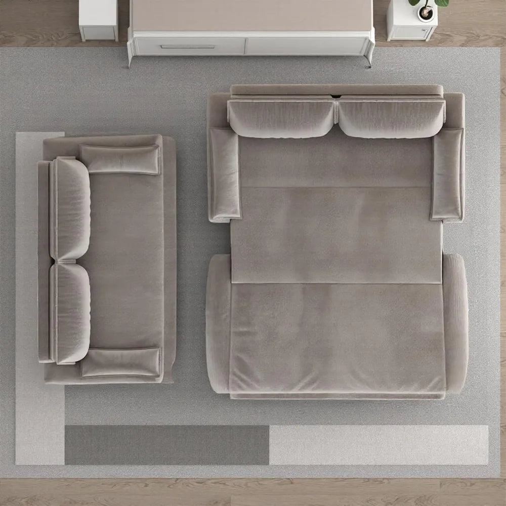 Queen Size Sleeper Sofa Bed 73.2" | 3-in-1 Velvet Pull-Out Convertible Couch