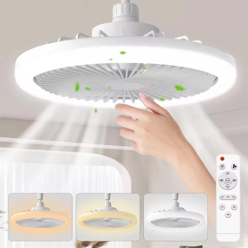 Rotatable 3in1 Ceiling Fan Light E27 LED Converter Base Smart Remote Control Bedroom Fans Lamp Study Kitchen Home Decoration