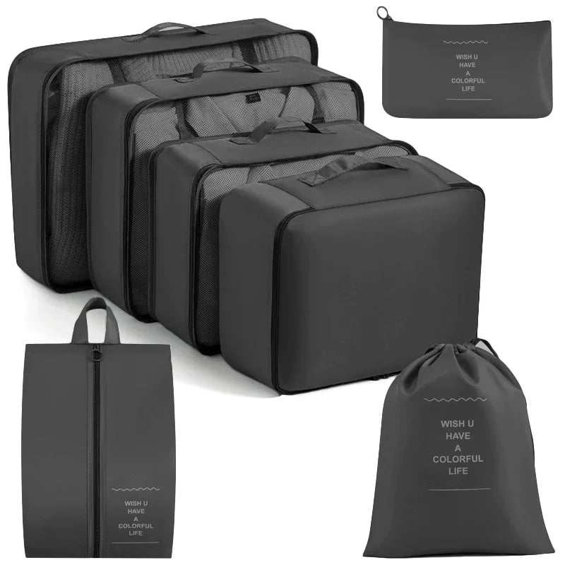 Travel Storage Bags Set 7/8/9/10-Piece Digital Toiletries Organizer Suitcase Packing Cubes for Clothes Shoes Clothes Tidy Pouch