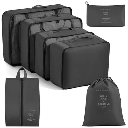 Travel Storage Bags Set 7/8/9/10-Piece Digital Toiletries Organizer Suitcase Packing Cubes for Clothes Shoes Clothes Tidy Pouch