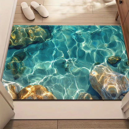 Underwater Rock Art Printed Indoor Rug - Non Slip Area Carpet Yoga Mat for Living Room Kitchen Bathroom Entrance Floor