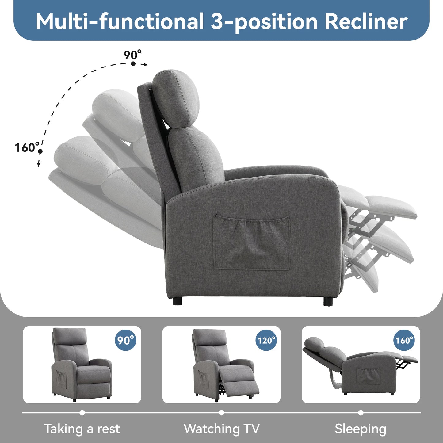 Relaxo Push-Back Recliner Chair with Lumbar Support & Adjustable Leg Rest - Manwatstore