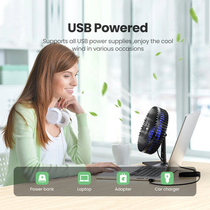 GAIATOP Desk Fan Portable USB Fan 90° Adjustable Cooling Fan Mute 3 Speed Adjustment Ultra Quiet Suitable For Home Desk Office