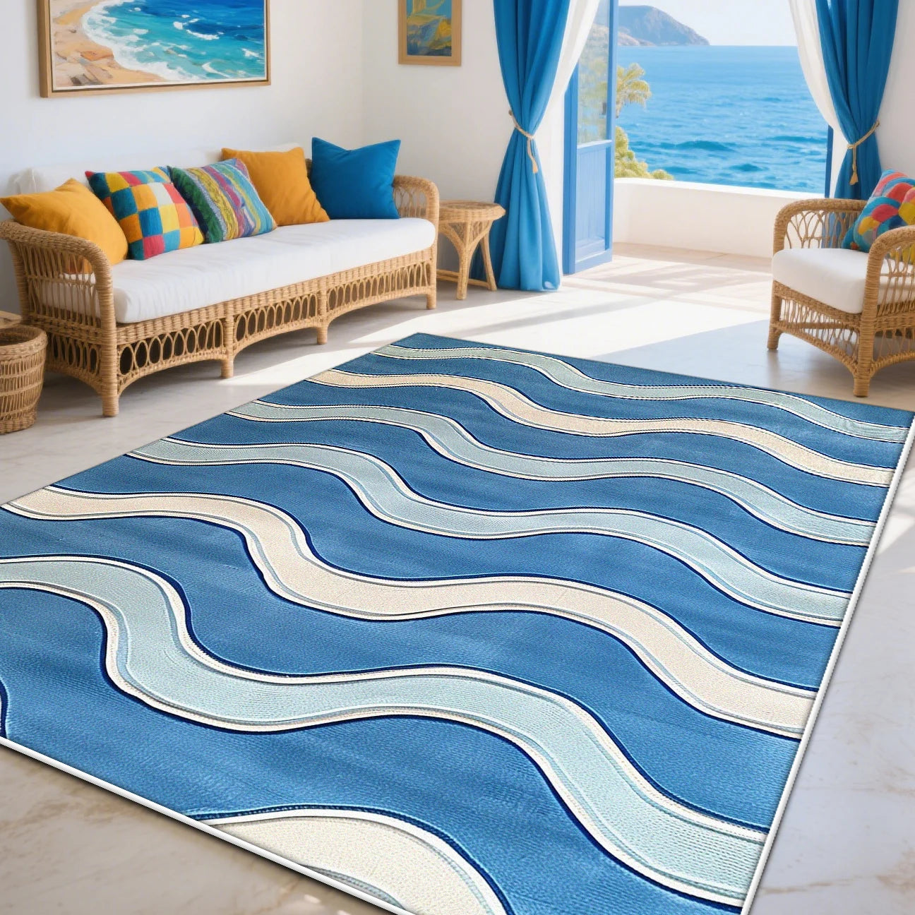Modern Blue Living Room Sofa Carpet Decoration Bedroom Non-slip Machine Washable Area Rug Soft Fluffy Office Large Size Carpets