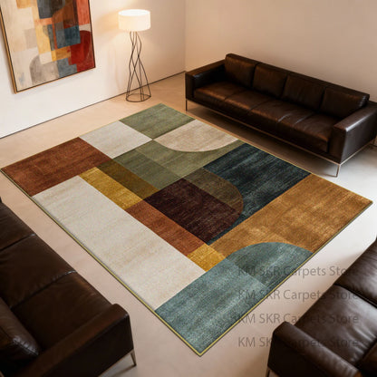 Modern Geometry Coloer Living Room Carpet Washable Non-slip Decoration Home Kitchen Rug Soft Fluffy Bedroom Large Area Sofa Mat