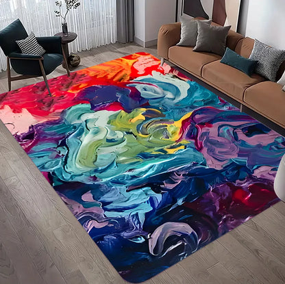 Modern Geometric Abstract Rug Non-Slip Carpet for Living Room Sofa Side Bedroom Washable Easy-Clean Home Decor Floor Mat