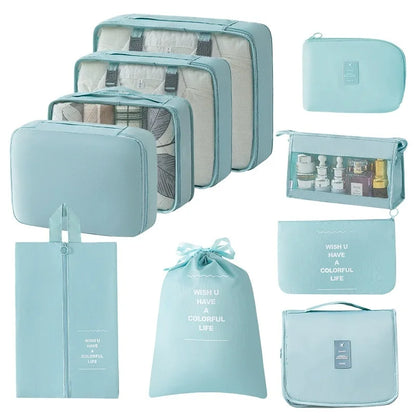 Travel Storage Bags Set 7/8/9/10-Piece Digital Toiletries Organizer Suitcase Packing Cubes for Clothes Shoes Clothes Tidy Pouch