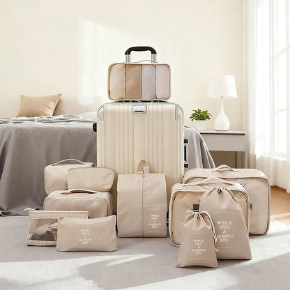 Travel Storage Bags Set 7/8/9/10-Piece Digital Toiletries Organizer Suitcase Packing Cubes for Clothes Shoes Clothes Tidy Pouch