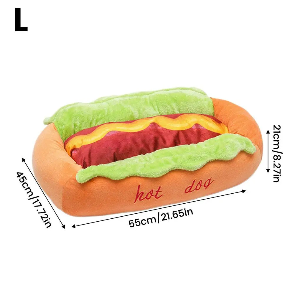 Pet Hot Dog Kennel Cute Cartoon Sausage Kennel Warm Comfortable Cat Dog Bed Sofa Removable Washable Pet Mat Pet Puppies Supplies