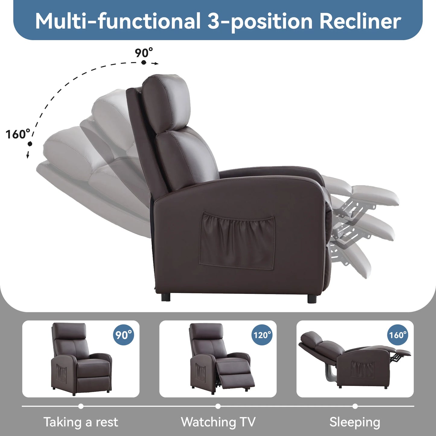Relaxo Push-Back Recliner Chair with Lumbar Support & Adjustable Leg Rest - Manwatstore