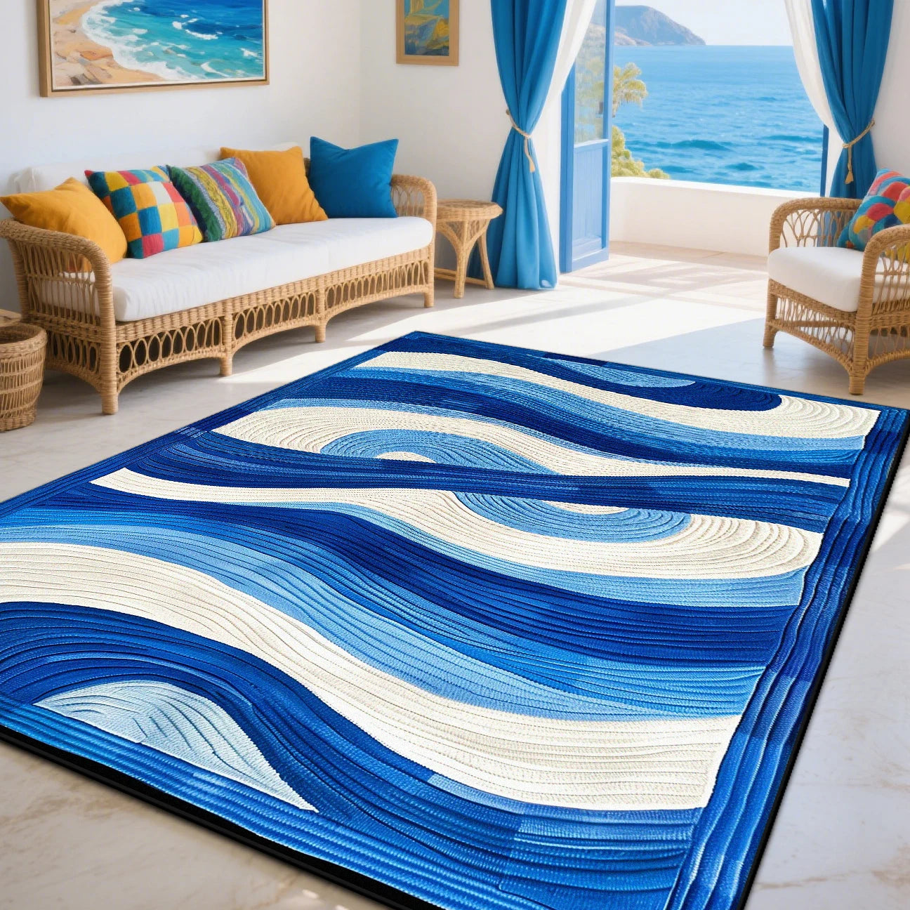 Modern Blue Living Room Sofa Carpet Decoration Bedroom Non-slip Machine Washable Area Rug Soft Fluffy Office Large Size Carpets