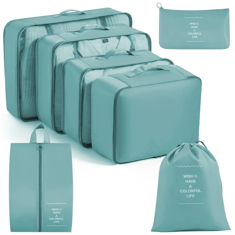 Travel Storage Bags Set 7/8/9/10-Piece Digital Toiletries Organizer Suitcase Packing Cubes for Clothes Shoes Clothes Tidy Pouch