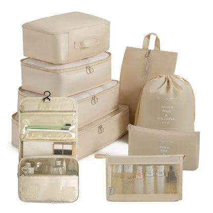 Travel Storage Bags Set 7/8/9/10-Piece Digital Toiletries Organizer Suitcase Packing Cubes for Clothes Shoes Clothes Tidy Pouch