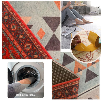 Retro Geometric Style Long Corridor Carpet Decoration Stairway Doorway Non-slip Rug Easy Clean Lint-free Long Runner Floor Mats