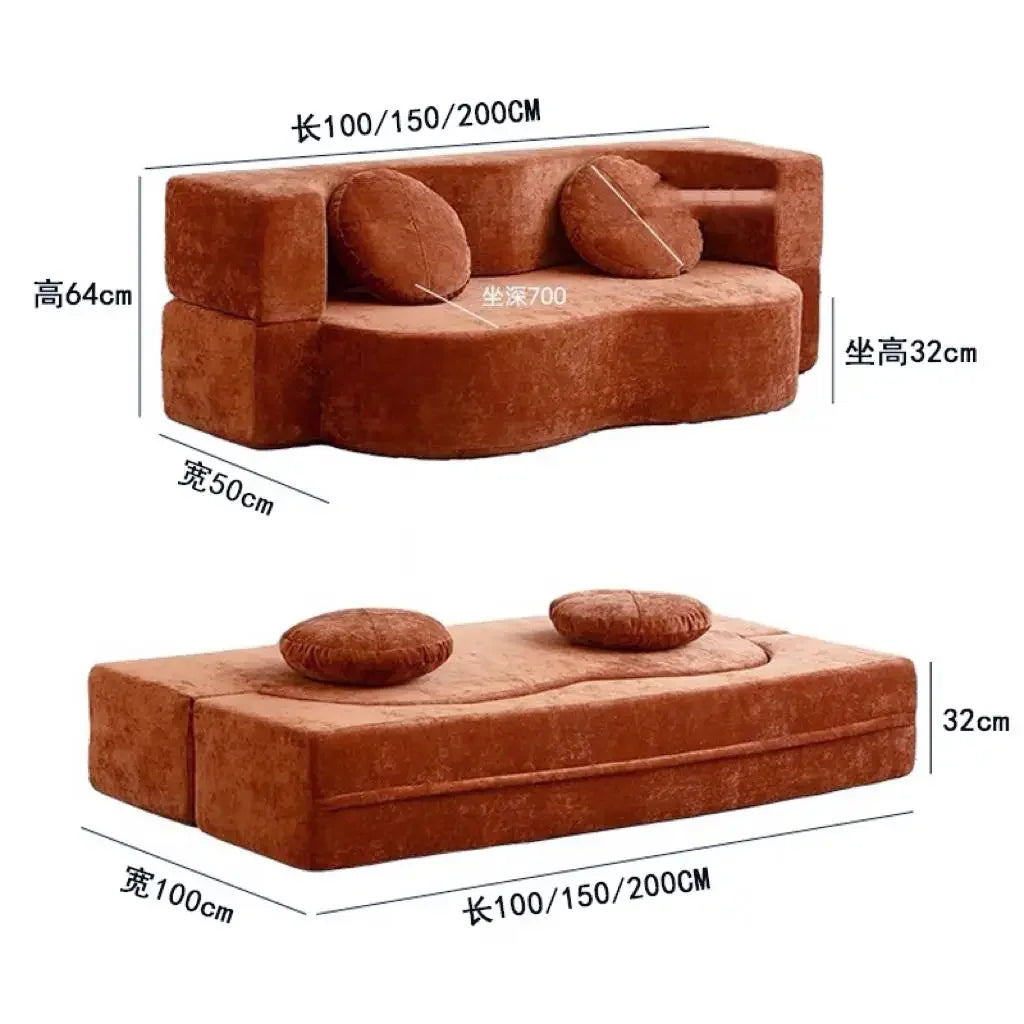 Vacuum Compressed Foldable Sofa Bed – Pure Sponge Multifunctional Modular Living Room Couch | Space-Saving Special Shaped Floor Sofa for Bedroom & Lounge