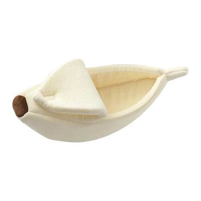 Semi Enclosed Banana Shaped Plush Pet Nest Warm Cat Dog Sleeping Bed Soft Villa House For Squirrel Totoro Small Animals