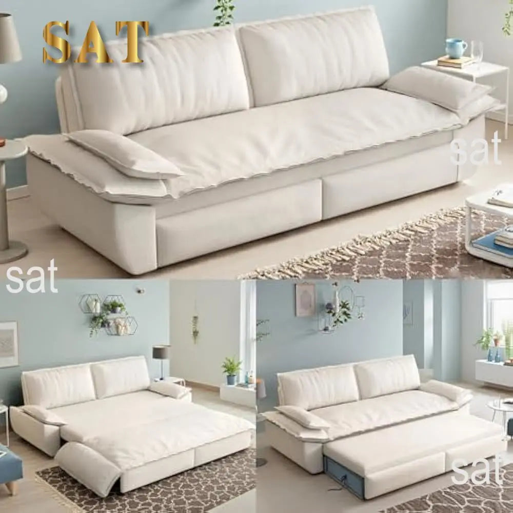 Queen Size Sleeper Sofa Bed 73.2" | 3-in-1 Velvet Pull-Out Convertible Couch