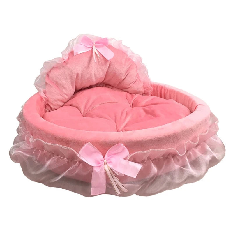Elegant Lace Dog Puppy Bed Ruffled Princess Sofa for Small to Pets Creative Pink Lace Pet Bed Nest