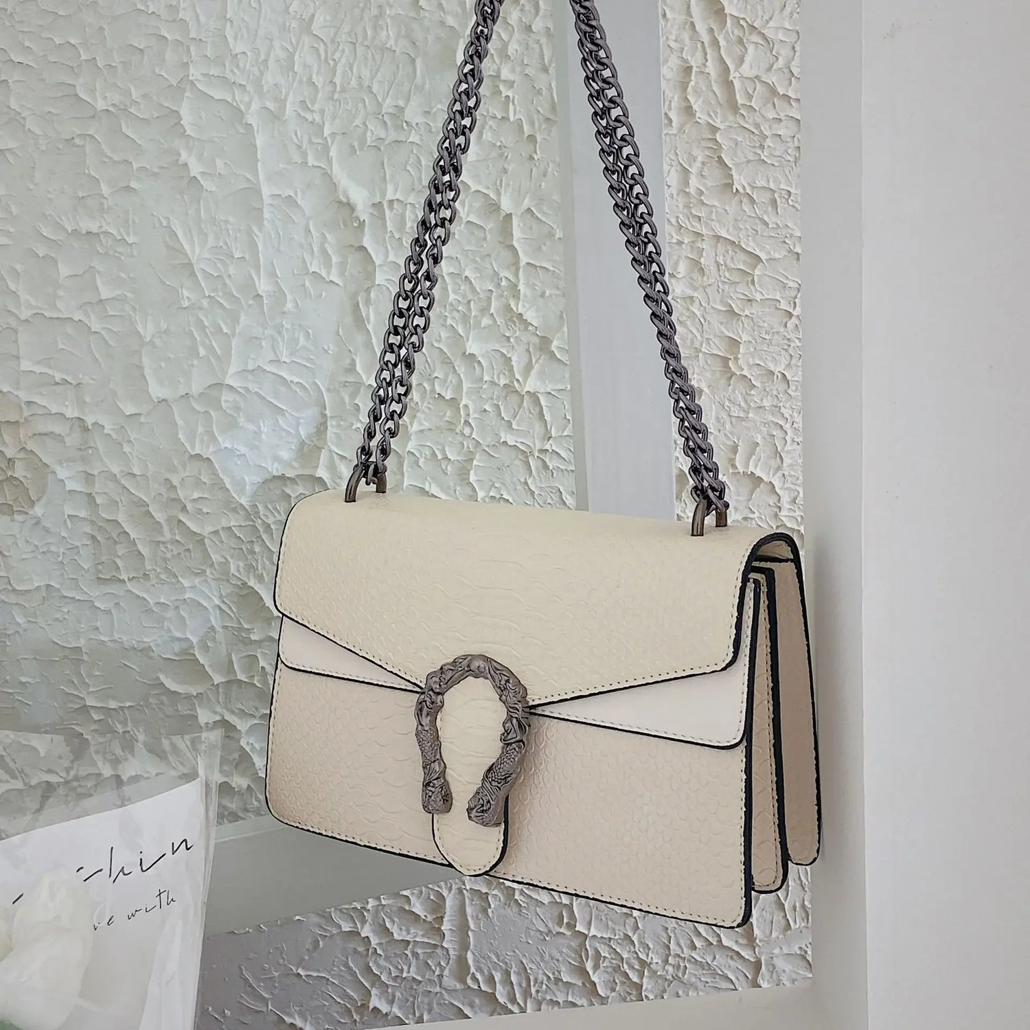 2026 New Women Retro Style Fashion Chain Shoulder Bag Luxury Snake Pattern Crossbody Small Square Bags Ladies Handbags and Purse